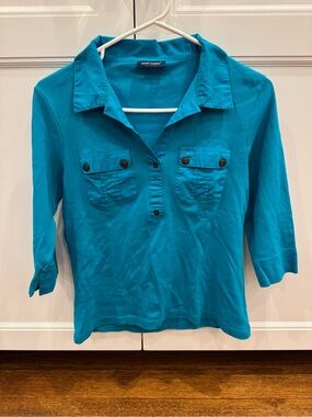 Saint James Women’s Turquoise Button-Front 3/4 Sleeve Shirt